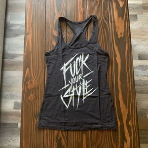 Woman’s Hostility Racer Back Tank.